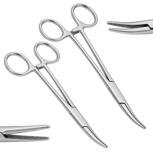 Lot de 2 pinces hémostatiques de pêche de 5 pouces, droites et courbées, en acier inoxydable, avec verrous, pour outils de pêche - Product Image 1