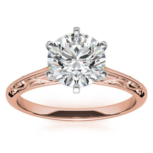 แหวนเพชรเม็ดเดี่ยวทรงโบราณสไตล์อินเดีย ทอง 14k/18k/22k ประดับเพชรเลี้ยงในห้องปฏิบัติการ พร้อมใบรับรอง IGI แหวนหมั้นและแหวนแต่งงานน่ารัก - Product Image 1