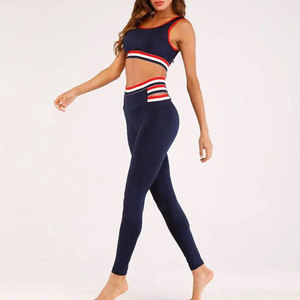 Ensemble de yoga 3 pièces pour femme : Leggings taille haute respirants, débardeur à fines bretelles avec bordure contrastante, sans coutures, en polyester uni avec poches - Product Image 3