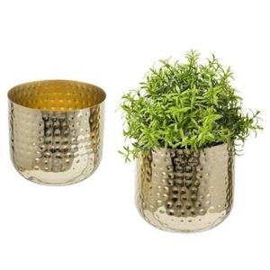 Jarrón de Metal Dorado Martillado de Lujo, Maceta Decorativa de Mesa, Contenedor para Plantas de Interior, Jardinera Moderna con Acabado de Latón, Venta al por Mayor - Product Image 1