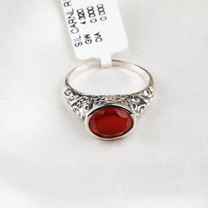 Magnifique bague vintage pour enfant en argent sterling 925 avec pierre naturelle cornaline, faite à la main, sertie en clos, certifiée - Product Image 6