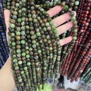 Perles rondes lisses en grenat vert naturel, pierres précieuses énergétiques de guérison, perles en vrac pour bracelet, collier, fabrication de bijoux DIY, lot en gros - Product Image 4