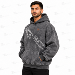 New 2026 Wholesale Custom Logo Pullover Acid Wash <b>Hoodies</b> <b>for</b> <b>Men</b> Oversized 100% Cotton <b>Plain</b> Fabric Plus Size <b>Men</b> <b>Hoodies</b> - Product Image 2
