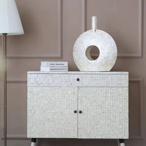 Jardinière en métal avec incrustation de os, faite à la main, de forme ronde, style minimaliste, pour la décoration de la maison, produit de luxe, exportations en gros - Product Image 1