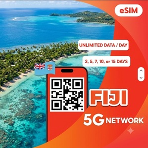 อีซิมฟิจิ ดาต้าไม่จำกัด 3/5/7/10/15 วัน – อินเทอร์เน็ตความเร็วสูง 4G/5G สำหรับการเดินทาง พร้อมการเปิดใช้งานคิวอาร์โค้ดทันที - Product Image 1