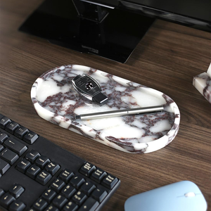 Plateau de rangement en marbre Calacatta Viola fait à la main, plateau organisateur en pierre naturelle pour salle de bain, cuisine, table basse et coiffeuse - Product Image 2