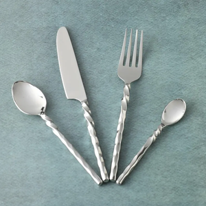 Ensemble de couverts en acier inoxydable, couverts forgés à la main, ensemble de couverts modernes à manche torsadé, ustensiles de table pour les fêtes - Product Image 2