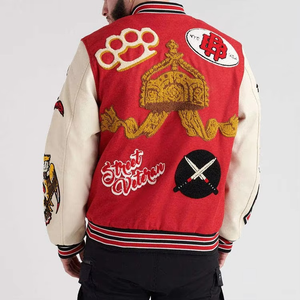 OEM Customized <b>Hip</b> Hop Streetwear Plus Size Letterman Jacket Quality Chenille Embroidery Baseball Leather Sleeve Varsity Jacket - Product Image 3
