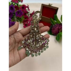 Indian Ethnic Cultural Collectible Gold Plated Brass Women's Wedding Jewelry Sets-Pranavi Victorian Kalangi - Product Image 3