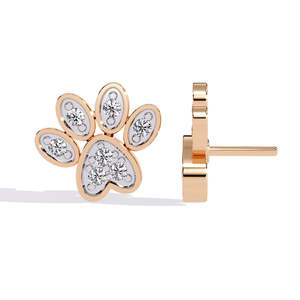 Aretes de Diamante Cultivado en Laboratorio con Forma de Huella para Mujer, Corte Brillante Redondo, Certificado IGI, Oro Blanco Clásico - Product Image 2