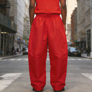 Custom Red Streetwear Baggy Windbreaker Pants Unisex Oversized Nylon Tracksuit Bottoms Hip Hop Joggers <b>Y2K</b> Wide Leg Trousers - Product Image 2