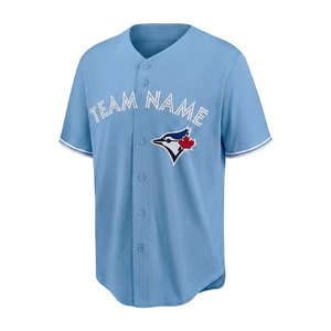 Camiseta de béisbol sublimada personalizada, camiseta deportiva con nombre de equipo personalizado, ropa deportiva transpirable, ropa deportiva azul cielo. - Product Image 1