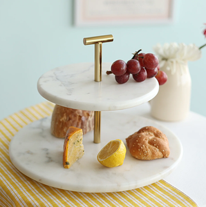 Trending Manufacture <b>Marble</b> <b>Cake</b> <b>Stand</b> 2 Tier Snacks Cupcake <b>Stand</b> Brass Handle Designer Pieces Round <b>Cake</b> <b>Stand</b> - Product Image 2
