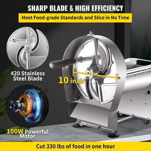 Electric Food Slicer 10-Inch Manual <b>Vegetable</b> & Fruit Cutter 0-0.4 Adjustable Thickness Fruit Slicer Machine Removable <b>Stand</b> - Product Image 3