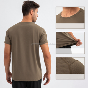Vêtements de fitness pour hommes T-shirts vierges à séchage rapide Vêtements d'été personnalisés Col rond Spandex Nylon Fitting Running Tops - Product Image 6