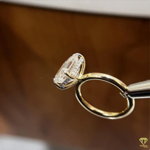 Elegant Emerald Cut Diamond Engagement <b>Ring</b> In Yellow Gold <b>Solitaire</b> Setting With Timeless Minimalist Bridal Style - Product Image 5