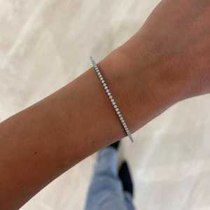 Diamond Bangle Stacking <b>Bracelets</b> Thin Minimalist 14K 18K Solid Gold Cut Lab Grown Prong Set Solitaire Push Clasp <b>Cuff</b> Jewelry - Product Image 4