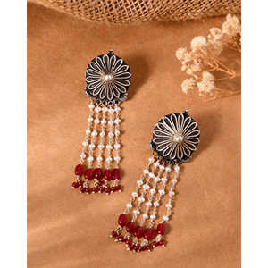Boucles d'oreilles Meera Jaipur en argent avec perles Latkan - Product Image 2