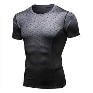 Men's Blue <b>Black</b> Short Sleeve <b>Compression</b> <b>Shirt</b> Quick Dry Sublimation Printed Spandex Polyester Rash Guard Adult Sport Top - Product Image 5
