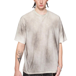 T-shirt Homme Personnalisé 100% Coton Effet Vieilli Délavé par Pulvérisation Manches Courtes Style Vintage Technique de Lavage à l'Acide Numérique Coupe Oversize - Product Image 1