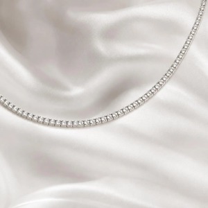 Classic Round Moissanite Diamond Tennis <b>Necklace</b> 925 Silver VVS Diamond Tennis <b>Chain</b> for Women Men Custom Fine Jewelry - Product Image 5