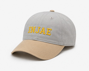 Gorra de Béisbol de Algodón sin Estructura de Alta Calidad al por Mayor, con Bordado Amarillo Personalizado, Dos Tonos Gris Caqui, Visera Curva para Hombre - Product Image 2