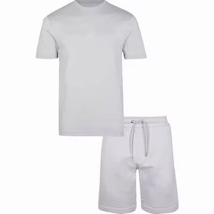 Conjuntos de Verano para Hombre, Personalizados, Transpirables, Tejidos, 100% Algodón, Camiseta de Manga Corta y Pantalones Cortos, para Gimnasio y Fitness, con Serigrafía - Product Image 1