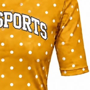 Orange Gold Polka Dot Women <b>Mock</b> <b>Neck</b> Short Sleeve T Shirt Slim Fit Printed Casual Stretch <b>Top</b> Fashion Summer Wear Wholesale - Product Image 5