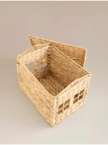 Panier de rangement en jacinthe d'eau tressé à la main, style bohème, décoratif, pour jouets, chambre d'enfant, chambre de bébé, Montessori - Product Image 4