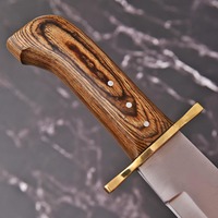 Couteau de chasse artisanal en acier inoxydable à lame fixe de 14 pouces, avec manche en bois et étui en cuir, couteau de survie pour l'extérieur