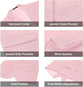 Dernier modèle de costume formel rose uni pour hommes, 3 pièces, pour mariage, costume de marié, tenue décontractée, pantalon, veste, costumes pour hommes en vente - Product Image 5