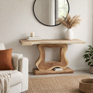 Mesa Consola Moderna de Madera Sólida Premium, Ecológica, Duradera, con Patas Esculpidas Únicas, Muebles de Madera Suar Natural para Hotel o Villa - Product Image 5