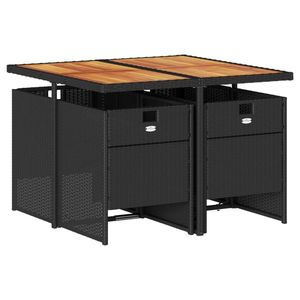 Ensemble de 4 ensembles de salle à manger de jardin en plastique pour patio, couleurs noir, marron, crème, blanc - Product Image 3