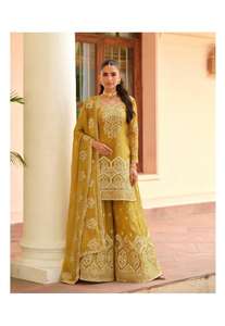 Traje pakistaní para mujer, diseño étnico en tela de seda gruesa para bodas, festivales, fiestas y ocasiones especiales. - Product Image 2