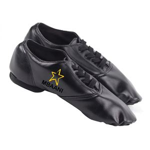MBAANI Chaussures de danse jazz unisexes en cuir véritable vert, semelle souple, ballerines de pratique - Product Image 6