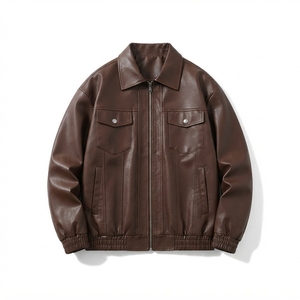 Chaqueta de Cuero PU para Hombre, Talla Grande, Estilo Motero, Resistente al Viento, Informal, para Otoño e Invierno, con Cierre, Teñida, Venta al Por Mayor, OEM - Product Image 2