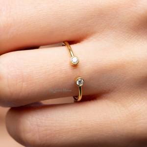 925 Sterling Silver Open <b>Ring</b> in Sterling Silver Silver or Gold <b>Adjustable</b> Geometric Minimalist CZ <b>Ring</b> Engagement Daily Party - Product Image 6