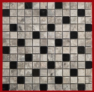 Square Grey <b>Mosaic</b> Marble Tile Polished 8mm Eco-Friendly Water Resistant Modern Interior Wall Bathroom Graphic Design - Product Image 2