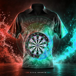 เสื้อโปโลแขนสั้นผู้ชาย CIVIC SPORTS ลายพิมพ์ดิจิทัลรูปทรงลูกดอก แห้งเร็ว ผลิตจากโพลีเอสเตอร์ สไตล์สปอร์ต ทรงปกติ - Product Image 2