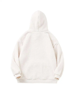 <b>Men's</b> Oversized <b>Sherpa</b> Fleece <b>Hoodie</b> Solid Color Kangaroo Pocket Casual Pullover Sweatshirt Cream <b>hoodie</b> - Product Image 2