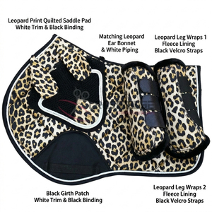 English Saddle Pad Set with <b>Brushing</b> <b>Boots</b> Wither Clearance Pad Anatomical Leg Protection <b>Boots</b> fly veil for Professional Riding - Product Image 2