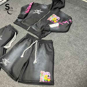 Conjunto de Sudadera con Capucha y Pantalones Cortos Personalizados, 100% Algodón Felpa, Tejido Cálido y Suave, Estilo Urbano Ligero - Product Image 2