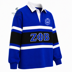 Camiseta de rugby extragrande para mujer Zeta Phi Beta, de manga larga, con cuello polo, letras griegas bordadas, estilo universitario. - Product Image 2