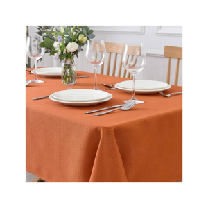 Mise à niveau Airbnb 100% Coton Solide Safran Brodé Jacquard Nappe de Table 120 GSM 4 Places India Decor Private Label - Product Image 1