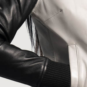 Chaqueta de cuero estructurada con cuello a presión para mujer, chaqueta de cuero con cremallera y cuello alto - Product Image 6