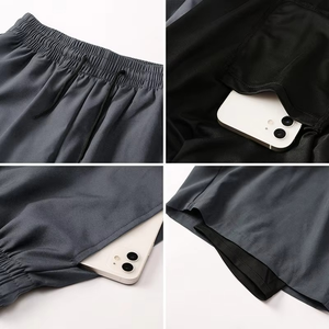 Soft and Breathable Gym Shorts for Men Trendy Double <b>Layer</b> Shorts for Summer Fitness Men’s Compression Workout Shorts Wholesale - Product Image 3