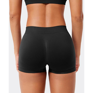 Shorts Deportivos Negros Clásicos sin Costuras de Cintura Alta para Mujer, Shorts Ajustados para Gimnasio, Yoga, Ciclismo, Control de Abdomen - Product Image 4