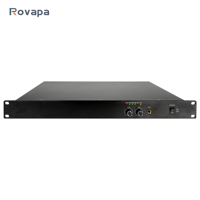 1U Rack Mount Class D Power Amplifier 160W 70V 100V 4 16Ohm with Fire Alarm Mic Priority Full Protection Circuit