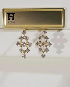 Elegant Cluster Lab Grown Diamond Drop <b>Earrings</b> 14K <b>Gold</b> Geometric Diamond <b>Dangle</b> <b>Earrings</b> for Women Diamond Bridal Jewelry - Product Image 6