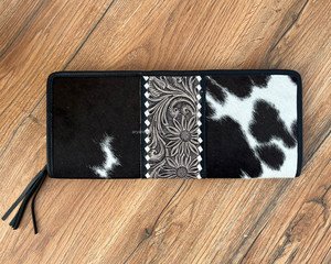 Main usiné et cheveux sur la mallette à bijoux en cuir de vachette/organisateur Western en cuir véritable Floral gland Portable voyage bijoux mallette de rangement - Product Image 2